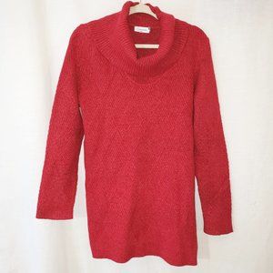 NWOT Calvin Klein Lg Oversize  Knit Pullover Red Knit Sweater Holiday Top #22-I